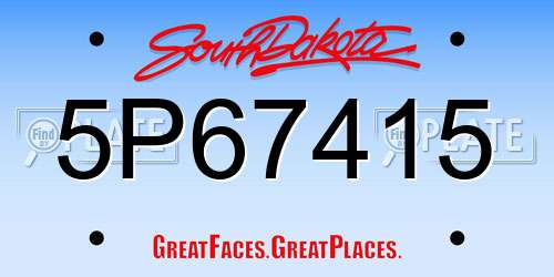 5P67415 South Dakota License Plate