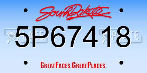 5P67418 South Dakota License Plate
