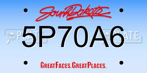 5P70A6 South Dakota License Plate