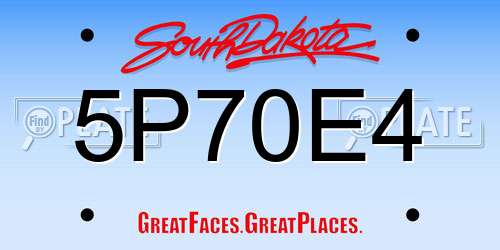 5P70E4 South Dakota License Plate