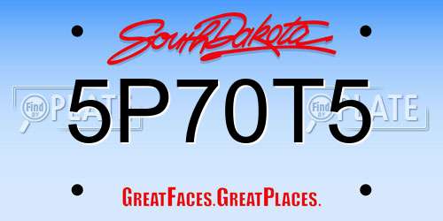 5P70T5 South Dakota License Plate