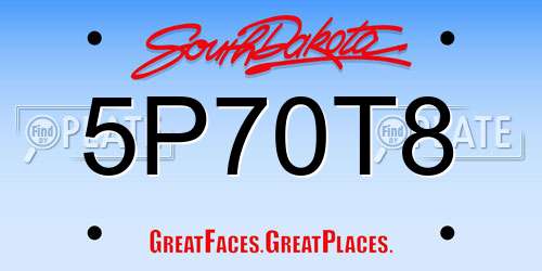 5P70T8 South Dakota License Plate