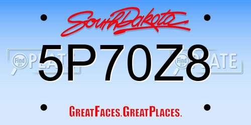5P70Z8 South Dakota License Plate