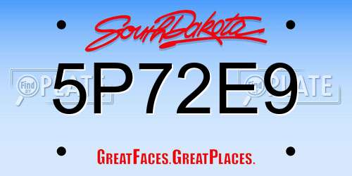 5P72E9 South Dakota License Plate