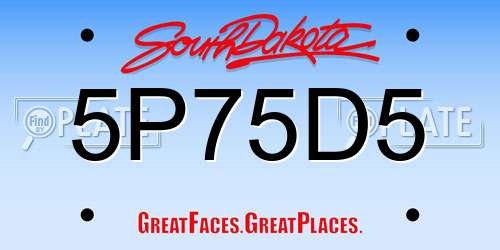 5P75D5 South Dakota License Plate