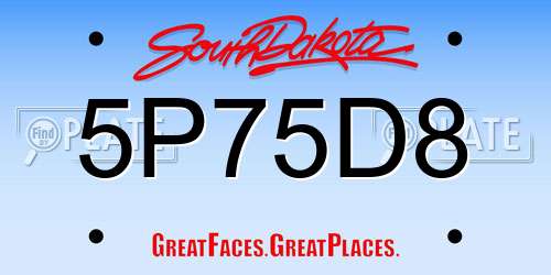 5P75D8 South Dakota License Plate