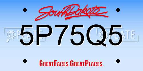 5P75Q5 South Dakota License Plate