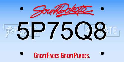 5P75Q8 South Dakota License Plate