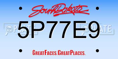 5P77E9 South Dakota License Plate