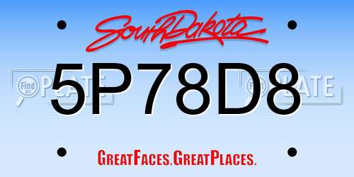 5P78D8 South Dakota License Plate