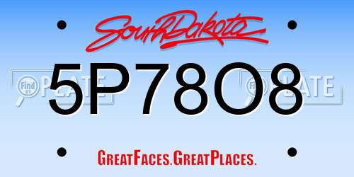 5P78O8 South Dakota License Plate