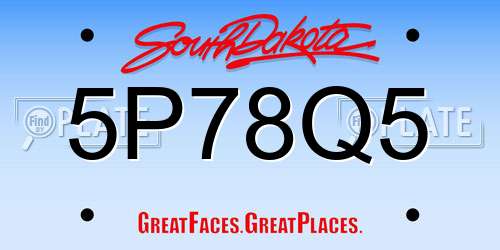 5P78Q5 South Dakota License Plate
