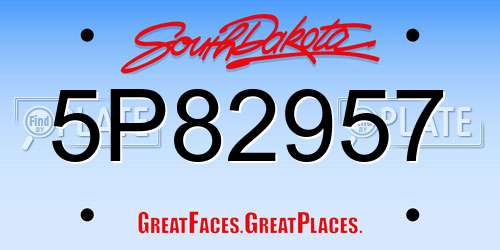 5P82957 South Dakota License Plate
