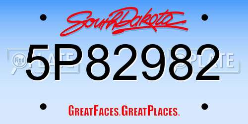 5P82982 South Dakota License Plate