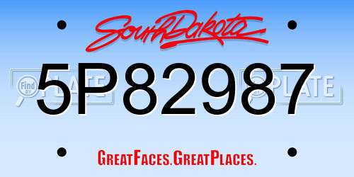 5P82987 South Dakota License Plate