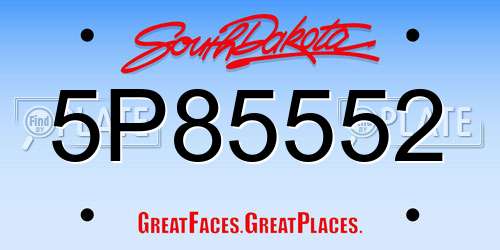 5P85552 South Dakota License Plate