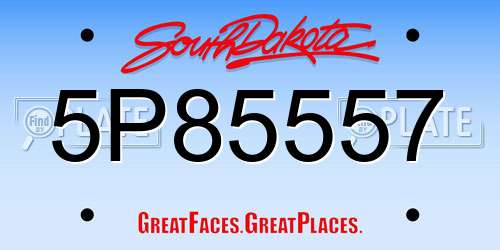 5P85557 South Dakota License Plate