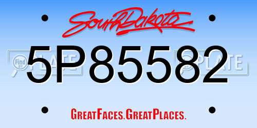 5P85582 South Dakota License Plate