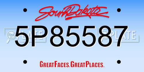 5P85587 South Dakota License Plate