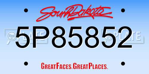 5P85852 South Dakota License Plate