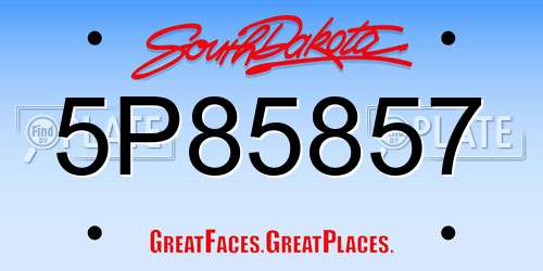 5P85857 South Dakota License Plate