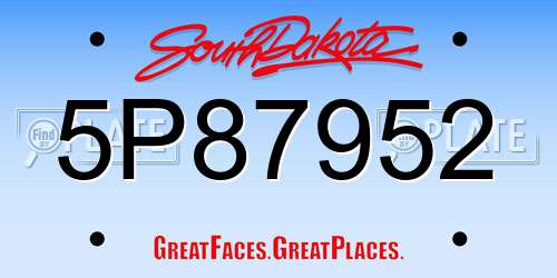 5P87952 South Dakota License Plate