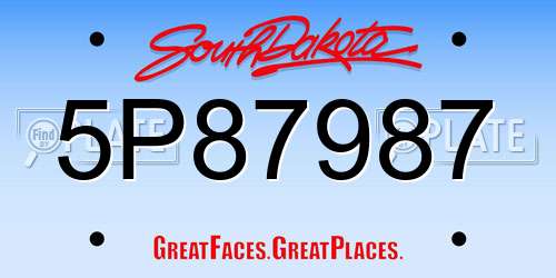 5P87987 South Dakota License Plate
