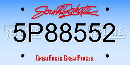 5P88552 South Dakota License Plate