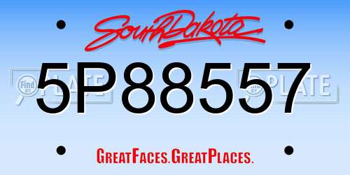 5P88557 South Dakota License Plate