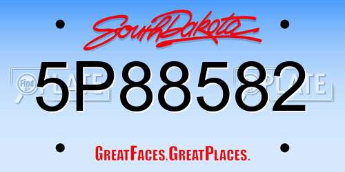 5P88582 South Dakota License Plate
