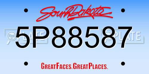 5P88587 South Dakota License Plate
