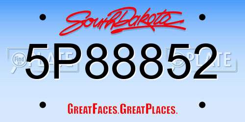 5P88852 South Dakota License Plate