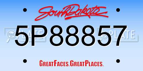 5P88857 South Dakota License Plate