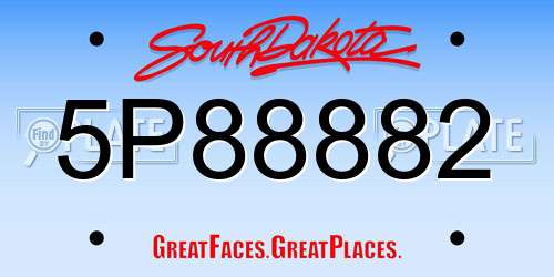 5P88882 South Dakota License Plate