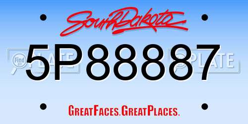 5P88887 South Dakota License Plate