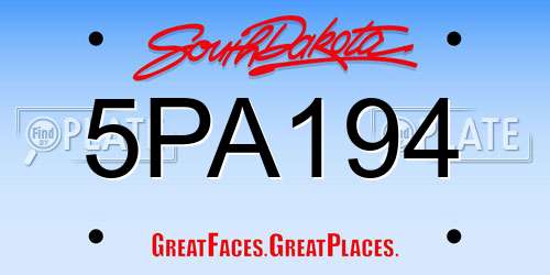 5PA194 South Dakota License Plate