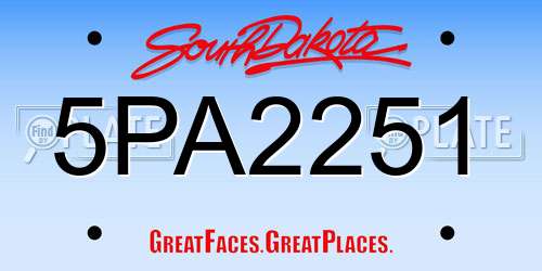 5PA2251 South Dakota License Plate