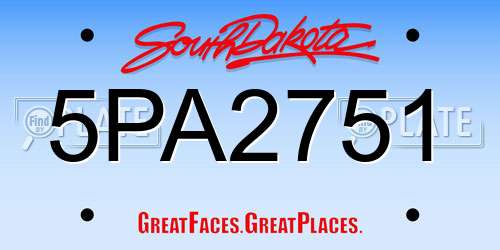 5PA2751 South Dakota License Plate