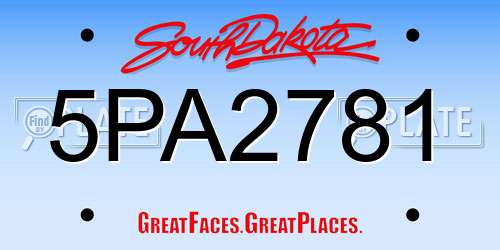5PA2781 South Dakota License Plate
