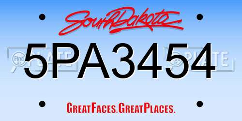 5PA3454 South Dakota License Plate