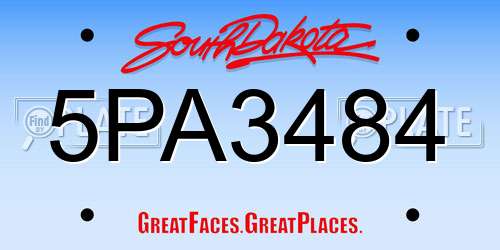 5PA3484 South Dakota License Plate