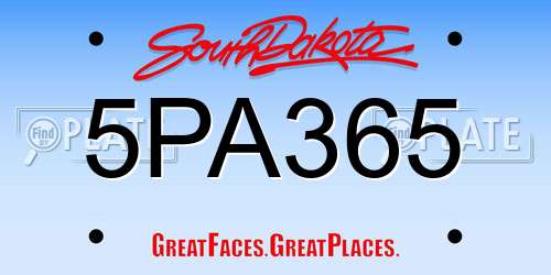 5PA365 South Dakota License Plate