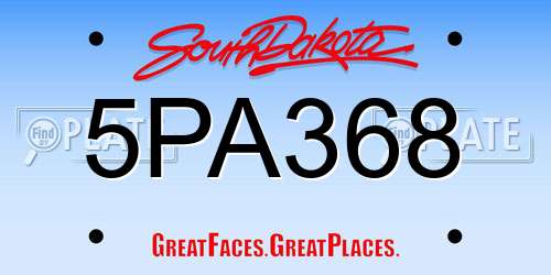 5PA368 South Dakota License Plate