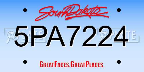 5PA7224 South Dakota License Plate