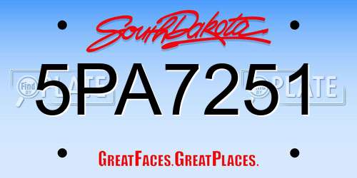 5PA7251 South Dakota License Plate