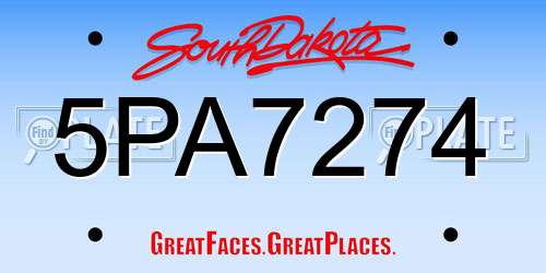 5PA7274 South Dakota License Plate