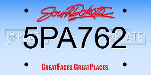 5PA762 South Dakota License Plate