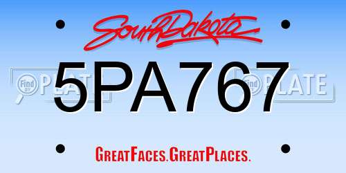 5PA767 South Dakota License Plate