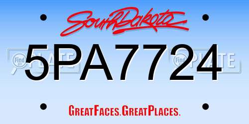 5PA7724 South Dakota License Plate