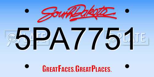 5PA7751 South Dakota License Plate